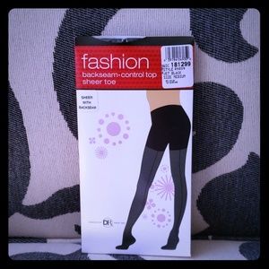 Sheer with backseam, control top, fashion tights